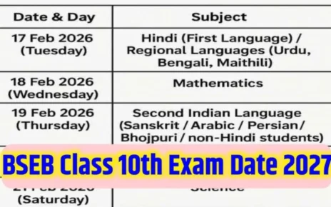 Bihar Board Class 10th Exam 2027 Date out